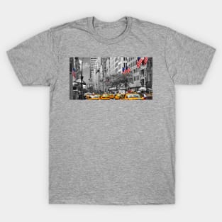 yellow cabs on 5th Ave with Stars and Stripes T-Shirt